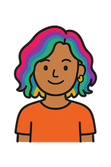 Bild einer Frau mit bunten Haaren